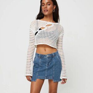 NWT Princess Polly Acacia Asymmetric Cut-Out Sweater Cream